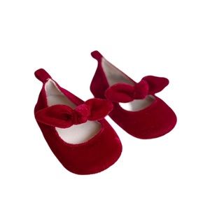 Baby Gap Red Velvet Ballet Flats Shoe 3-6m